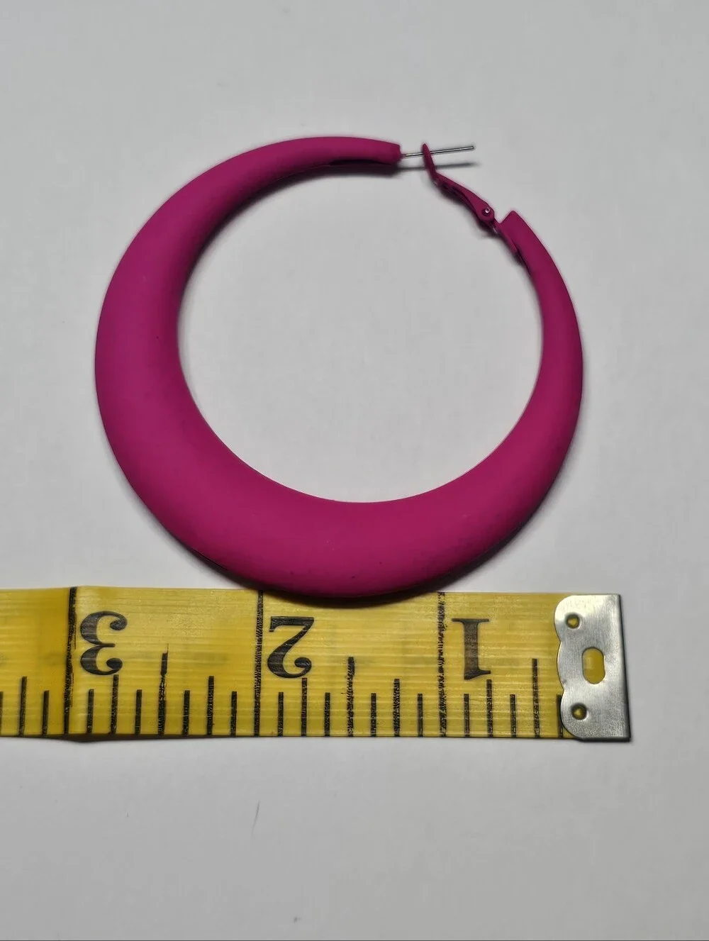 Modern Retro Style Matte Fuchsia Pink Oversized Hoop Earrings